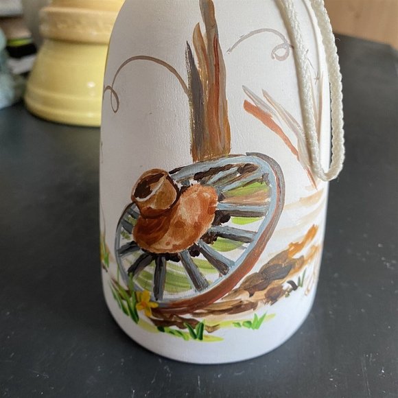 GARDEN BELL SOUTHWEST COWBOY HAND PAINTED STEFAN WIND CHIME VINTAGE 6" - Picture 3 of 6